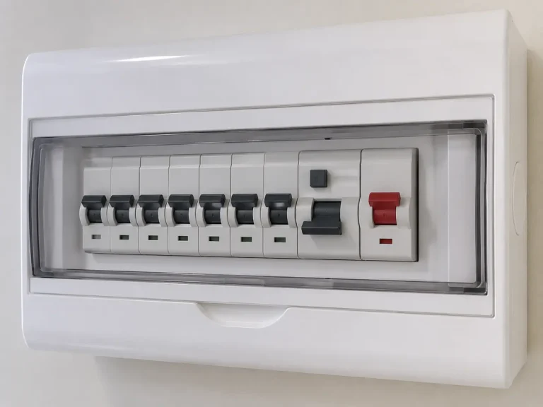 Different switch types visible on a home DB box panel.
