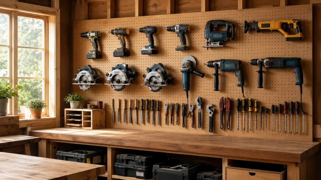 Corded and cordless drill options in a hardware store aisle, decision moment